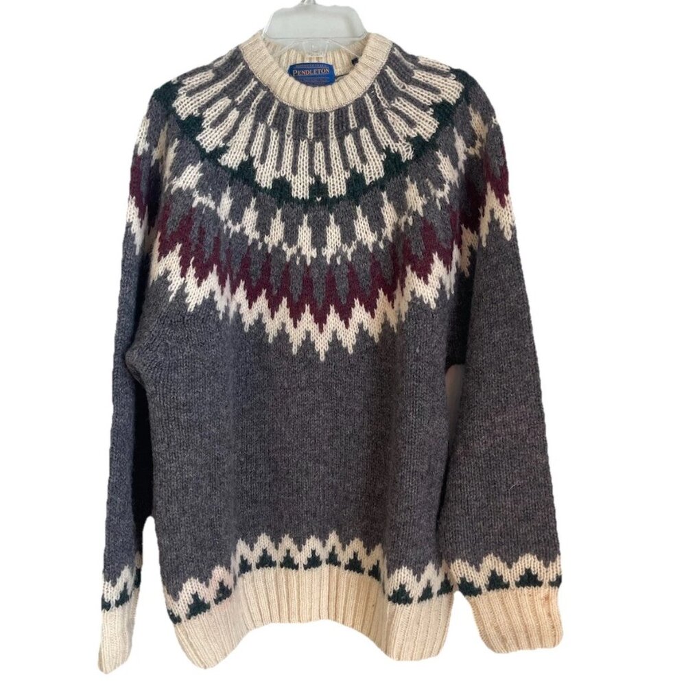 Pendleton Vintage Fair Isle Wool Sweater Nordic Icelandic Crewneck USA